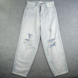 7 For‎ All Mankind Balloon Jeans Women's 25x26 Blue Distressed Button Fly